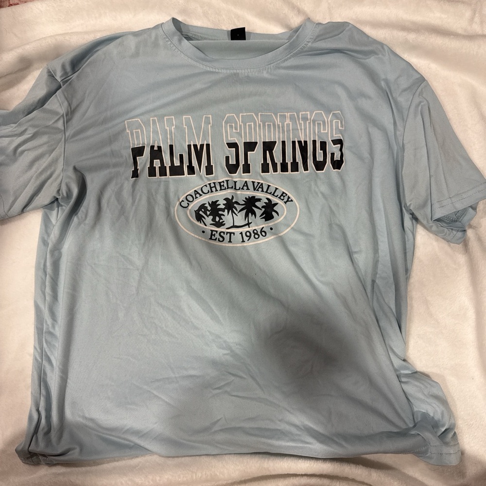 SHEIN Light Blue Palm Springs Tee